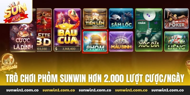 Trò chơi Phỏm Sunwin hơn 2.000 lượt cược/ngày